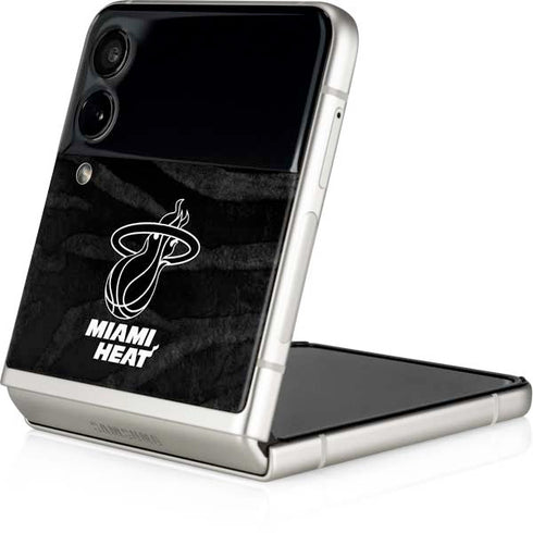 NBA Miami Heat Black Animal Print Galaxy Z Flip3 5G Skin