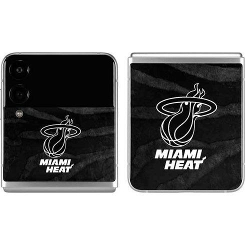NBA Miami Heat Black Animal Print Galaxy Z Flip4 5G Skin