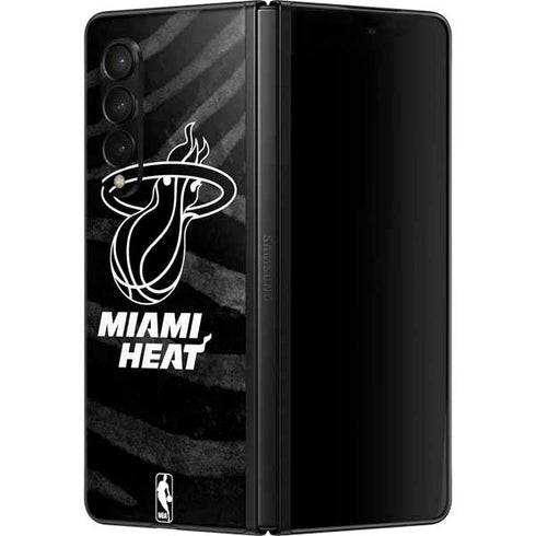 NBA Miami Heat Black Animal Print Galaxy Z Fold3 5G Skin