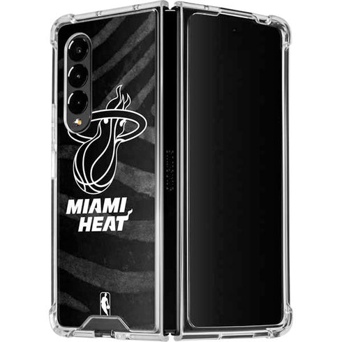 NBA Miami Heat Black Animal Print Galaxy Z Fold4 5G Clear Case