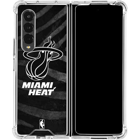 NBA Miami Heat Black Animal Print Galaxy Z Fold4 5G Clear Case