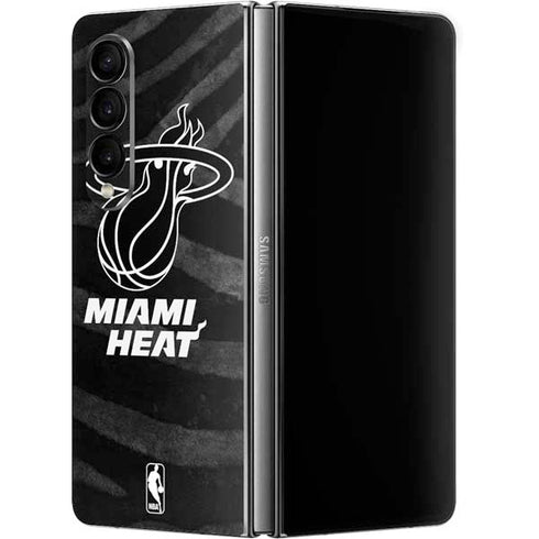 NBA Miami Heat Black Animal Print Galaxy Z Fold4 5G Skin