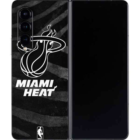 NBA Miami Heat Black Animal Print Galaxy Z Fold4 5G Skin