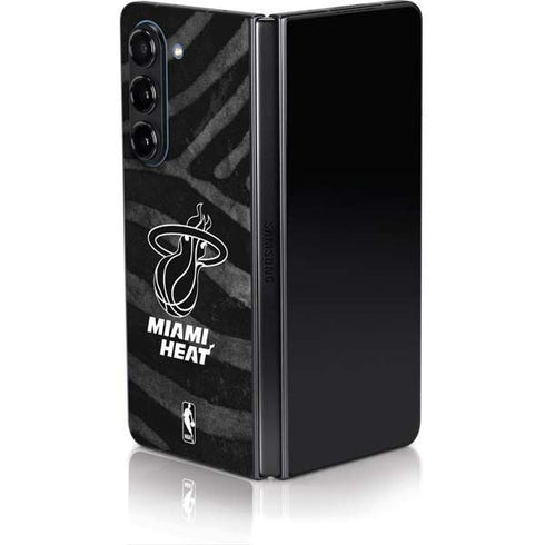 NBA Miami Heat Black Animal Print Galaxy Z Fold5 5G Skin