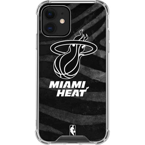 NBA Miami Heat Black Animal Print iPhone 12 Clear Case