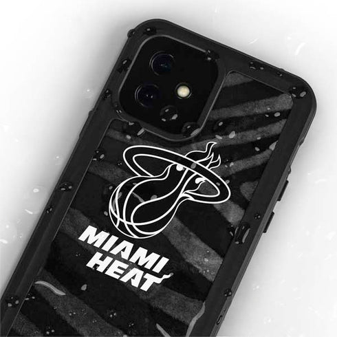 NBA Miami Heat Black Animal Print iPhone 12 Mini Waterproof Case