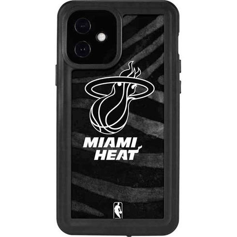 NBA Miami Heat Black Animal Print iPhone 12 Waterproof Case