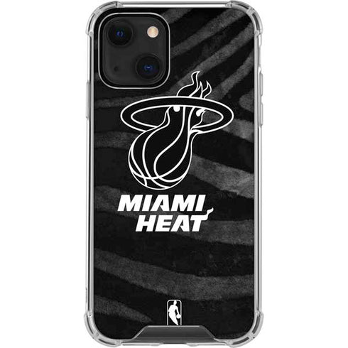 NBA Miami Heat Black Animal Print iPhone 13 Clear Case