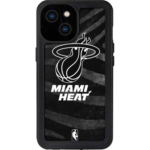 NBA Miami Heat Black Animal Print iPhone 13 Mini Waterproof Case