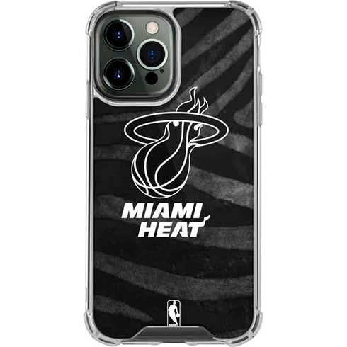 NBA Miami Heat Black Animal Print iPhone 13 Pro Max Clear Case