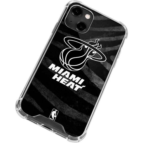 NBA Miami Heat Black Animal Print iPhone 14 Clear Case