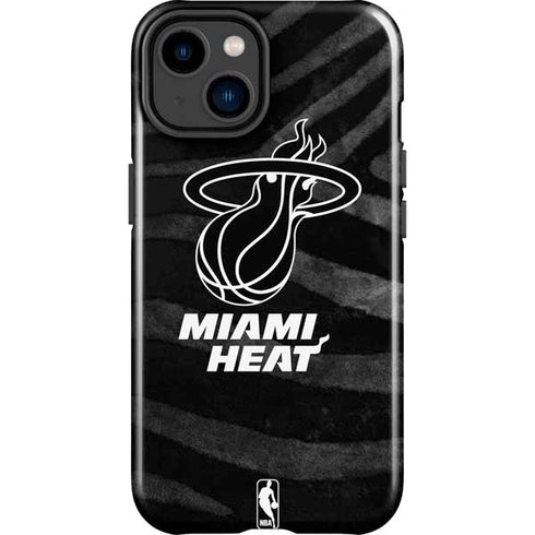 NBA Miami Heat Black Animal Print iPhone 15 Plus Impact Case