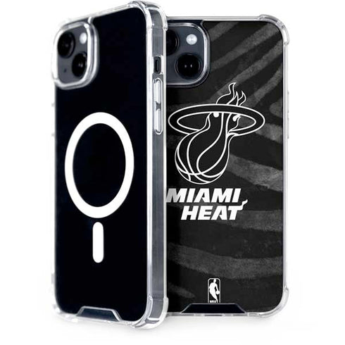 NBA Miami Heat Black Animal Print iPhone 15 MagSafe Case