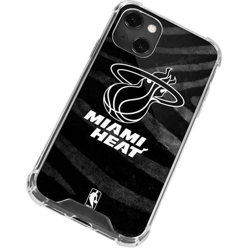 NBA Miami Heat Black Animal Print iPhone 15 Plus Clear Case