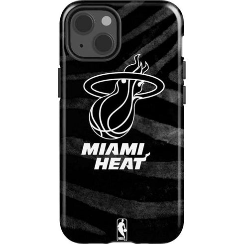 NBA Miami Heat Black Animal Print iPhone 15 Impact Case