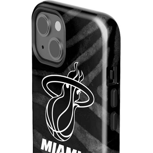 NBA Miami Heat Black Animal Print iPhone 15 Impact Case