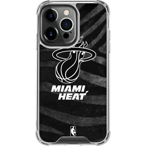 NBA Miami Heat Black Animal Print iPhone 15 Pro Clear Case