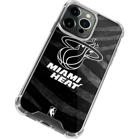 NBA Miami Heat Black Animal Print iPhone 15 Pro Clear Case
