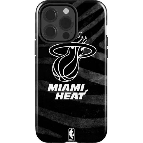 NBA Miami Heat Black Animal Print iPhone 15 Pro Impact Case