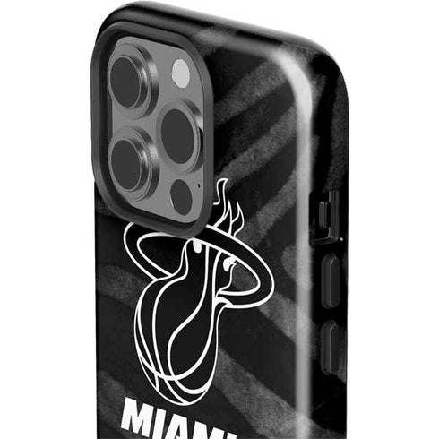 NBA Miami Heat Black Animal Print iPhone 15 Pro Impact Case