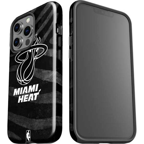 NBA Miami Heat Black Animal Print iPhone 14 Pro Impact Case