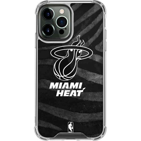 NBA Miami Heat Black Animal Print iPhone 15 Pro Max Clear Case