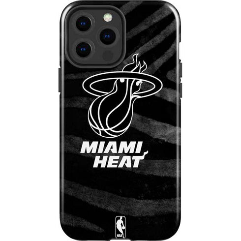 NBA Miami Heat Black Animal Print iPhone 15 Pro Max Impact Case