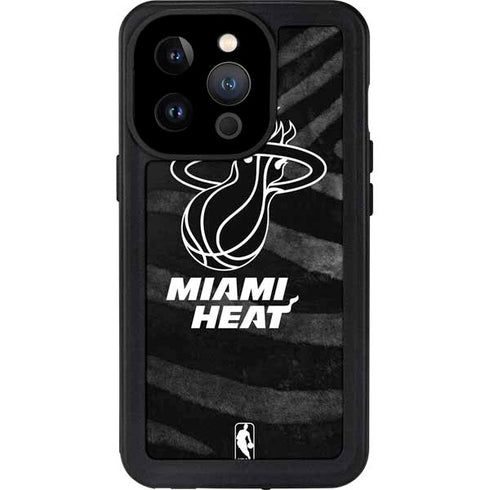 NBA Miami Heat Black Animal Print iPhone 14 Pro Waterproof Case