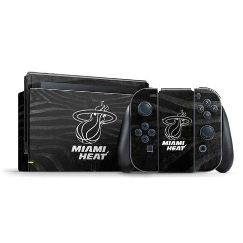 NBA Miami Heat Black Animal Print Nintendo Switch Bundle Skin