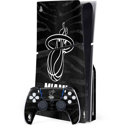 NBA Miami Heat Black Animal Print PS5 Slim Disk Bundle Skin