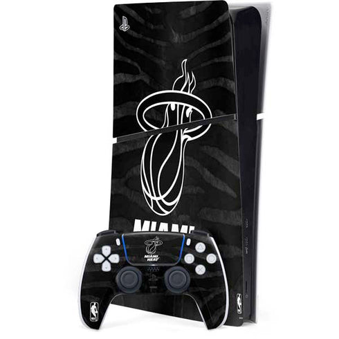NBA Miami Heat Black Animal Print PS5 Slim Digital Edition Console Skin