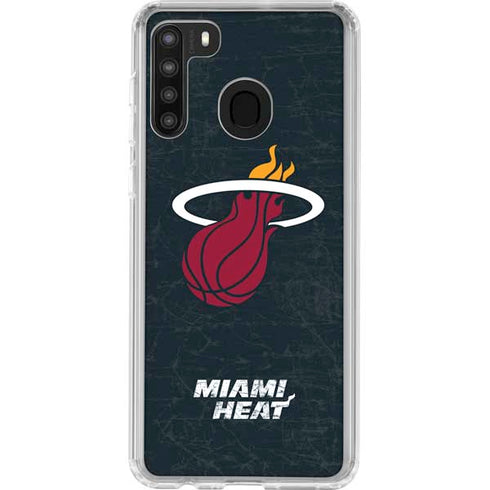 NBA Miami Heat Black Partial Logo Galaxy A21 Clear Case