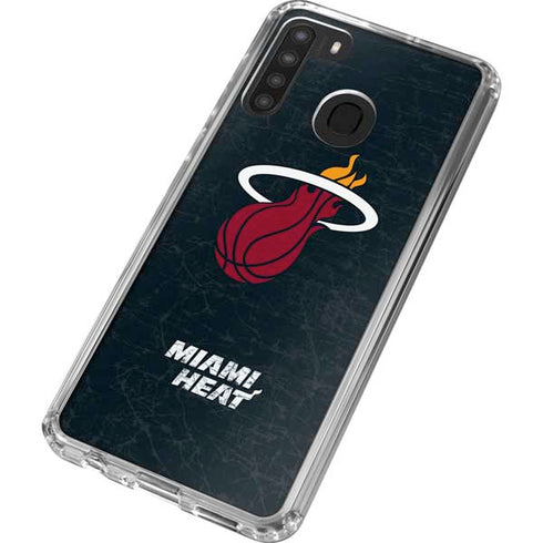 NBA Miami Heat Black Partial Logo Galaxy A21 Clear Case