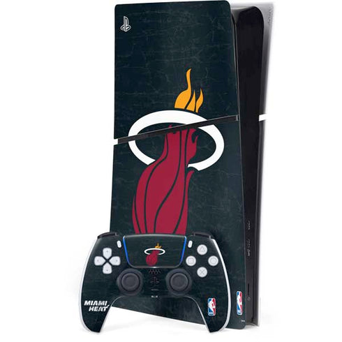 NBA Miami Heat Black Partial Logo PS5 Slim Digital Edition Console Skin