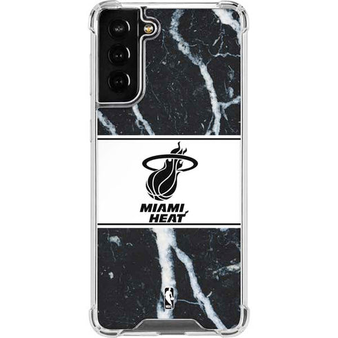 NBA Miami Heat Marble Galaxy S21 FE Clear Case