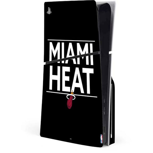 NBA Miami Heat Standard - Black PS5 Slim Disk Console Skin