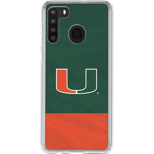 University of Miami Hurricanes Flag Galaxy A21 Clear Case