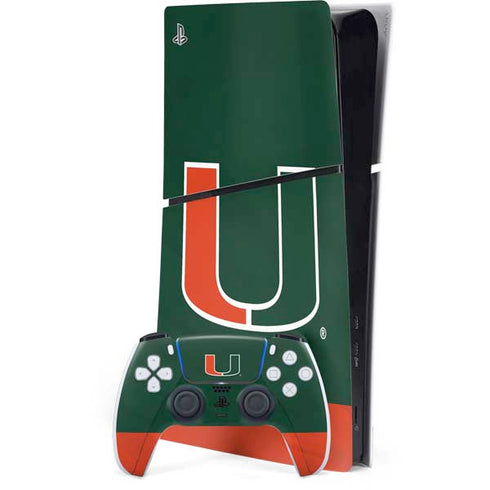 University of Miami Hurricanes Flag PS5 Slim Digital Edition Bundle Skin