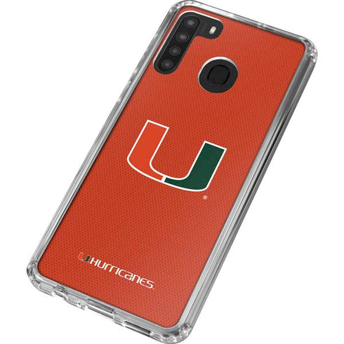 University of Miami Hurricanes Jersey Galaxy A21 Clear Case