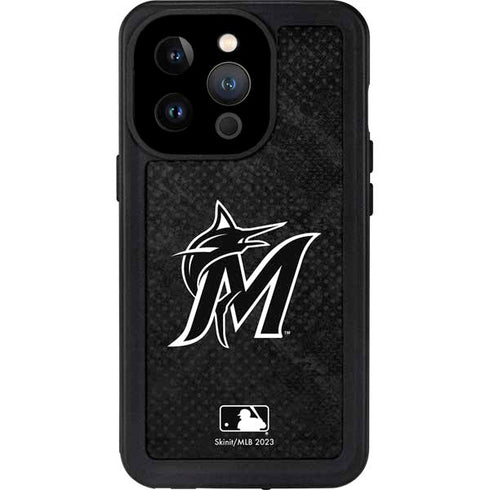 MLB Miami Marlins Dark Wash iPhone 14 Pro Waterproof Case