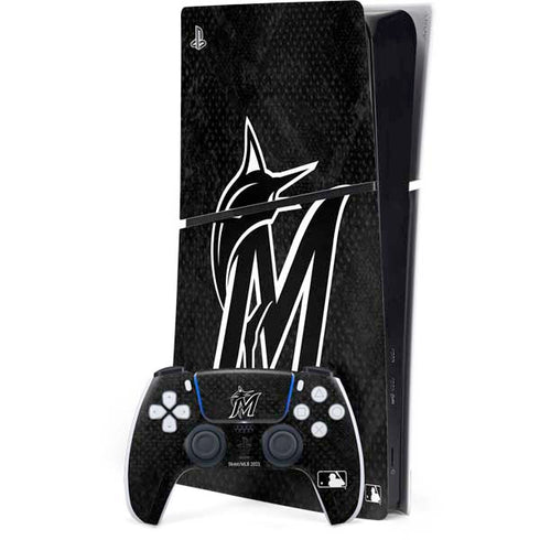 MLB Miami Marlins Dark Wash PS5 Slim Digital Edition Bundle Skin