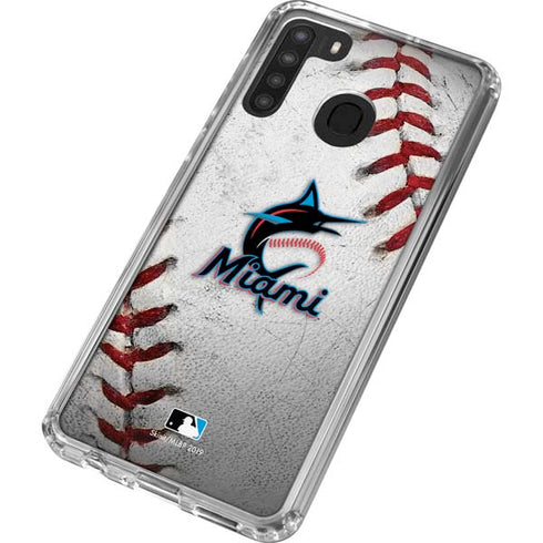 MLB Miami Marlins Game Ball Galaxy A21 Clear Case