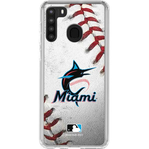MLB Miami Marlins Game Ball Galaxy A21 Clear Case