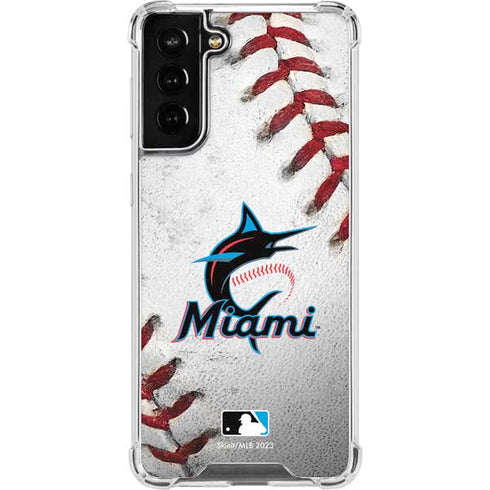 MLB Miami Marlins Game Ball Galaxy S21 FE Clear Case