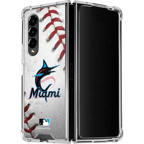 MLB Miami Marlins Game Ball Galaxy Z Fold4 5G Clear Case