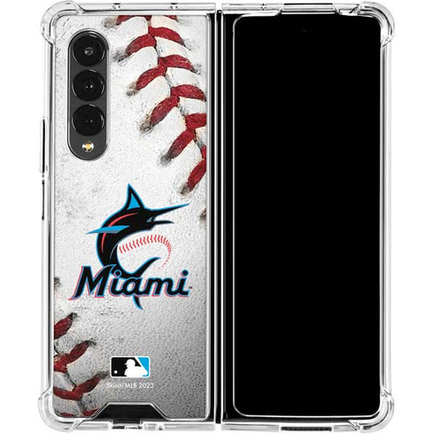 MLB Miami Marlins Game Ball Galaxy Z Fold4 5G Clear Case
