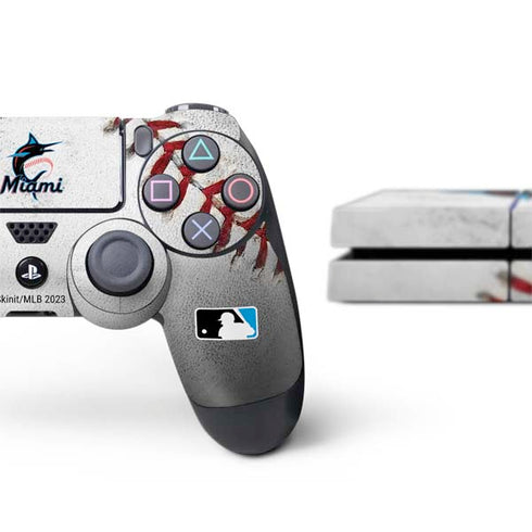 MLB Miami Marlins Game Ball PS4 Console and Controller Bundle Skin