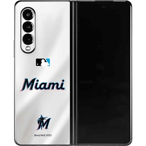 MLB Miami Marlins Home Jersey Galaxy Z Fold3 5G Skin