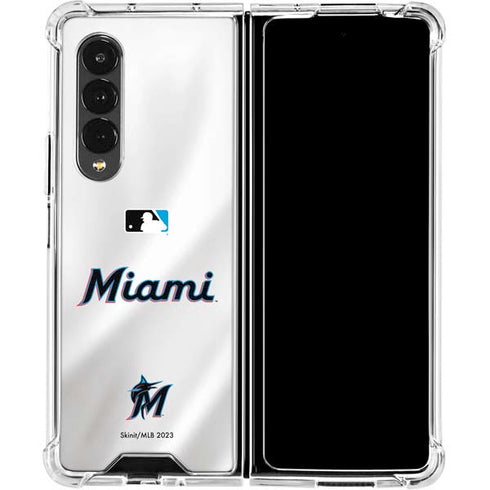 MLB Miami Marlins Home Jersey Galaxy Z Fold4 5G Clear Case