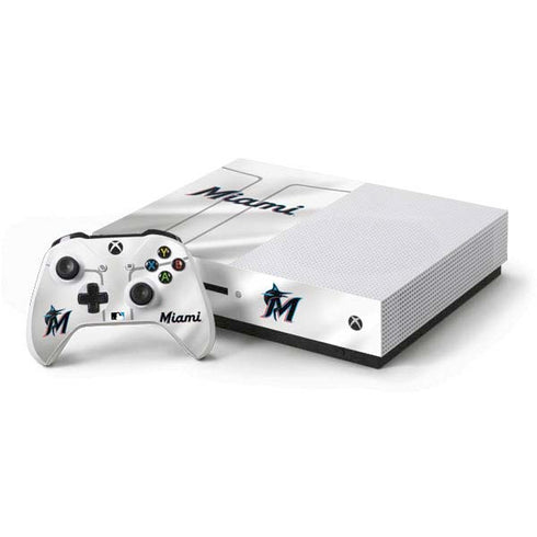 MLB Miami Marlins Home Jersey Xbox One S Console and Controller Bundle Skin
